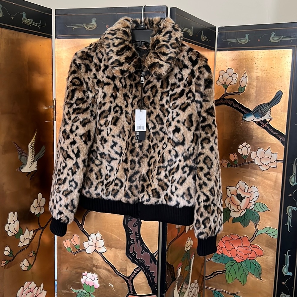 Banana Republic Leopard Faux Fur Bonner Jacket